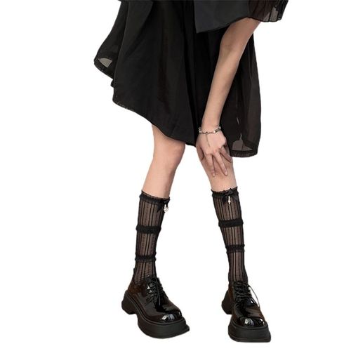 Chaussettes De Danse En Résille Pour Femmes, Bas Longs Aux Genoux, N¿Uds Pour Filles, Style Élégant, Ballet, Bord En Dentelle, Été, Livraison Directe, 03