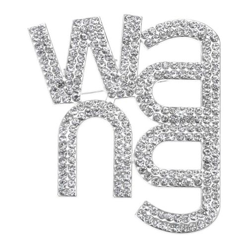 Rétro Pour Strass Wang Lettre Broche Vintage Cristal Lettre Corsages Brillant Châle Broches Shihny Vêtements Badge Broche