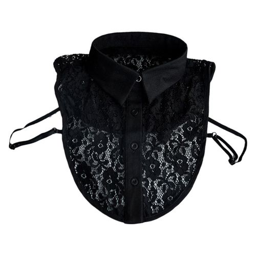 Demi-Chemise En Dentelle Transparente Pour Femmes, Bureau, Col À Revers Détachable, Doux, Ajouré, Floral, Dickey, Couche De Base, Chemisier, Livraison Directe