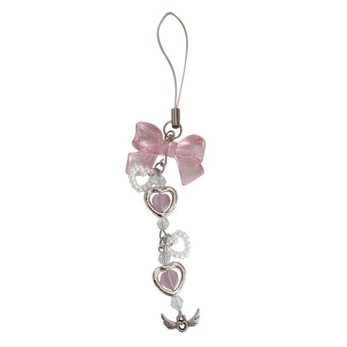 Résine Fraise Porte-Clés Bowknot Téléphone Charme À La Main Bowknot Téléphone Bijoux Résine Bowknot Porte-Clés Pour La Fête