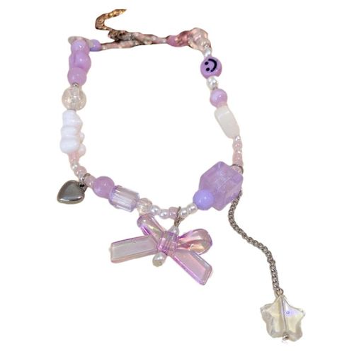 Bohème Perlé Bracelets Coeur Étoile Collier Violet Bowknot Collier En Cristal De Haute Qualité D'été Résine Collier Bijoux