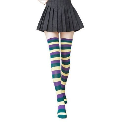 Bas Chauds Bonneterie Coloré Rayé Sur Genou Chaussettes Décontracté Long Bas Livraison Directe