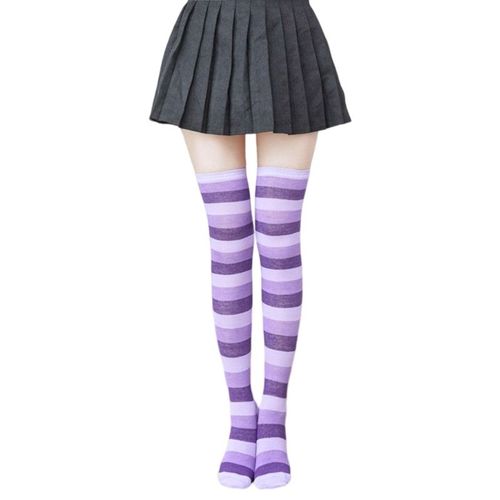 Bas Chauds Bonneterie Coloré Rayé Sur Genou Chaussettes Décontracté Long Bas Livraison Directe