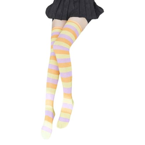 Bas Chauds Bonneterie Coloré Rayé Sur Genou Chaussettes Décontracté Long Bas Livraison Directe