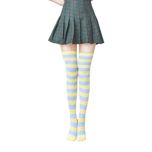 Bas Chauds Bonneterie Coloré Rayé Sur Genou Chaussettes Décontracté Long Bas Livraison Directe
