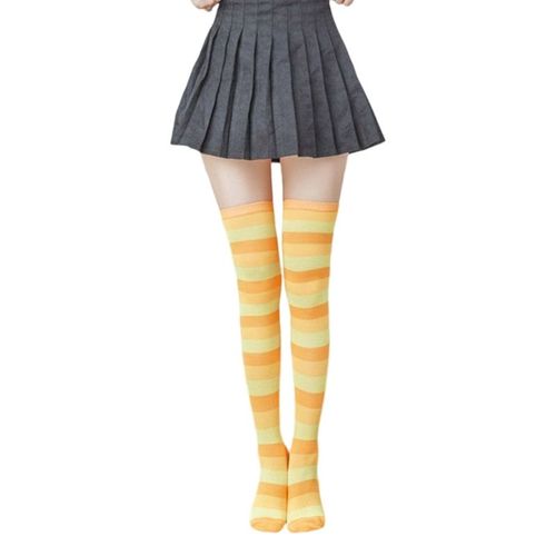 Bas Chauds Bonneterie Coloré Rayé Sur Genou Chaussettes Décontracté Long Bas Livraison Directe