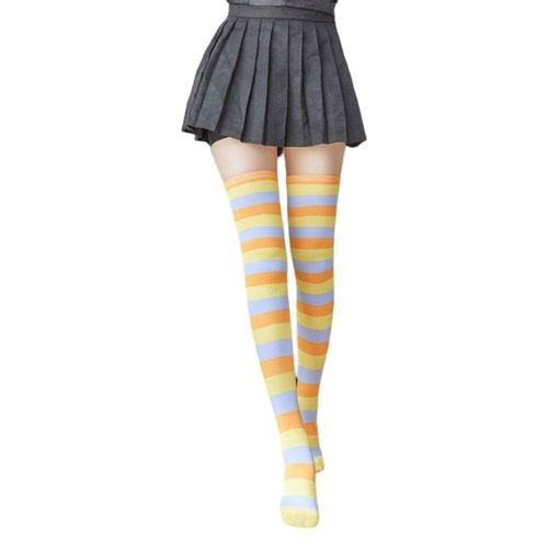 Bas Chauds Bonneterie Coloré Rayé Sur Genou Chaussettes Décontracté Long Bas Livraison Directe