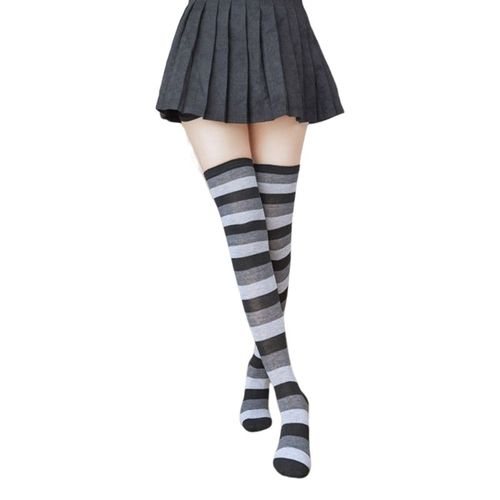 Bas Chauds Bonneterie Coloré Rayé Sur Genou Chaussettes Décontracté Long Bas Livraison Directe