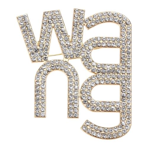 Rétro Pour Strass Wang Lettre Broche Vintage Cristal Lettre Corsages Brillant Châle Broches Shihny Vêtements Badge Broche
