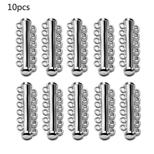 Lot De 10 Pièces De Bracelets Et Colliers À Fermeture Magnétique En Rhodium, Fermeture À Glissière Solide, Boucles À Crochets