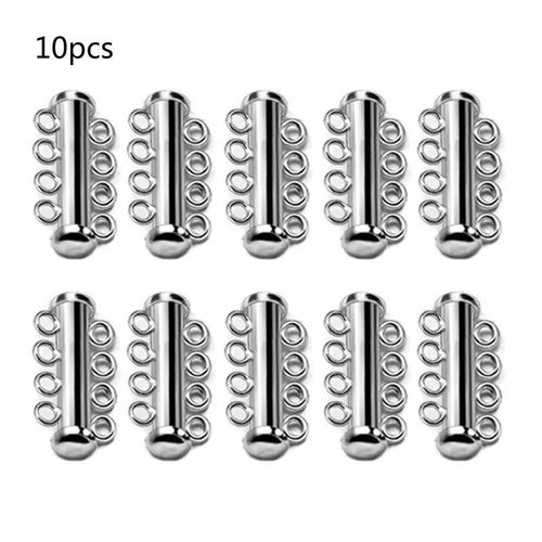 Lot De 10 Pièces De Bracelets Et Colliers À Fermeture Magnétique En Rhodium, Fermeture À Glissière Solide, Boucles À Crochets