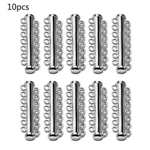 Lot De 10 Pièces De Bracelets Et Colliers À Fermeture Magnétique En Rhodium, Fermeture À Glissière Solide, Boucles À Crochets