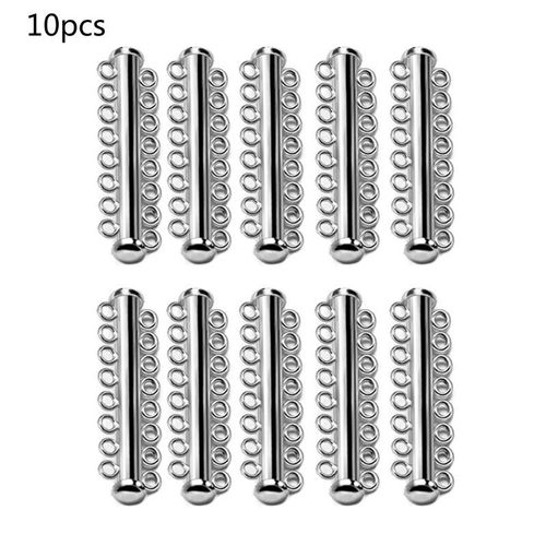Lot De 10 Pièces De Bracelets Et Colliers À Fermeture Magnétique En Rhodium, Fermeture À Glissière Solide, Boucles À Crochets