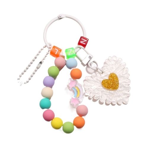 Acrylique Coeur Porte-Clés Pratique Creux Étoile Porte-Clés Perlé Bracelet Chaîne Voiture Clés Titulaire Sacs À Dos Charme Pour