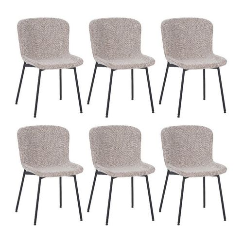 Lot De 6 Riya Chaise Contemporaine Avec Revêtement En Tissu Bouclé- Marron