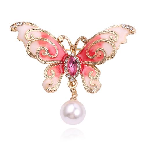 Broche Papillon Colorée Pour Femmes, Bijoux, Pendentif En Perles De Cristal, En Émail, Pour Robe, Sac À Dos, Accessoires, Cadeau