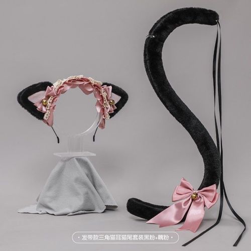 Serre-Tête Oreilles De Chat Pour Fille, Accessoire De Cosplay, Mignon, En Dentelle, N¿Ud Papillon, Cloche, Mascarade, Costume De Fête, Pince À Cheveux