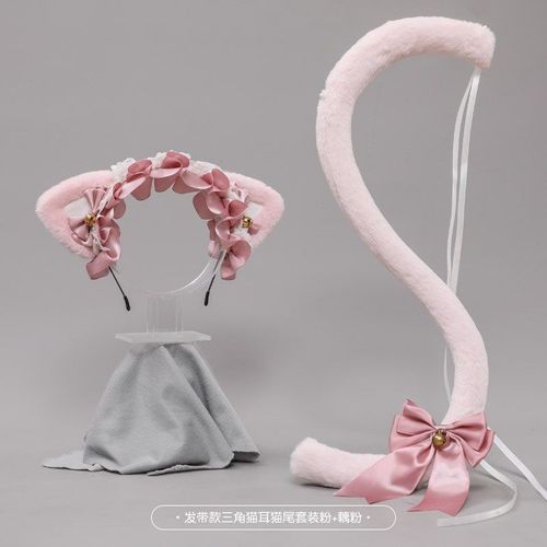 Serre-Tête Oreilles De Chat Pour Fille, Accessoire De Cosplay, Mignon, En Dentelle, N¿Ud Papillon, Cloche, Mascarade, Costume De Fête, Pince À Cheveux