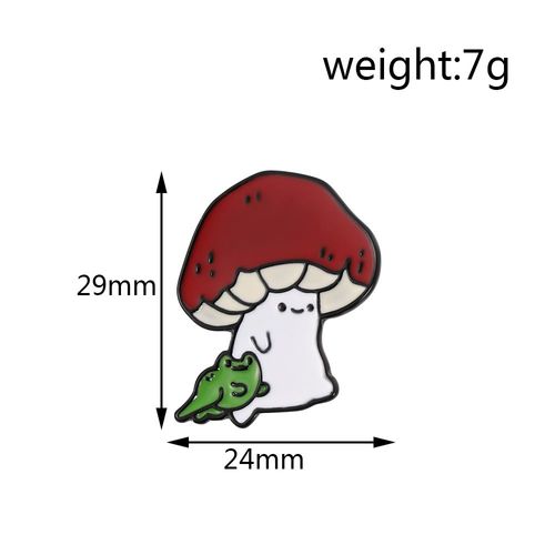 Broche Champignon Grenouille Créative, Bijoux Cosplay Plante Rouge En Émail, Épingles Vêtements Sac À Dos Épingles Pour Enfants Cadeaux De Qualité