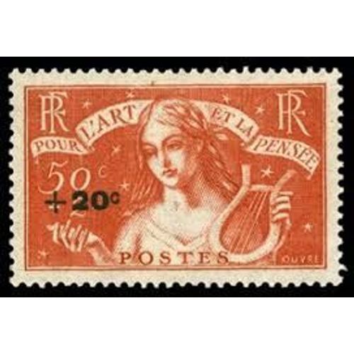 Au Profit Des Chômeurs Intellectuels L'art De La Pensée Avec Surcharge Année 1936 N° 329 Yvert Et Tellier Luxe