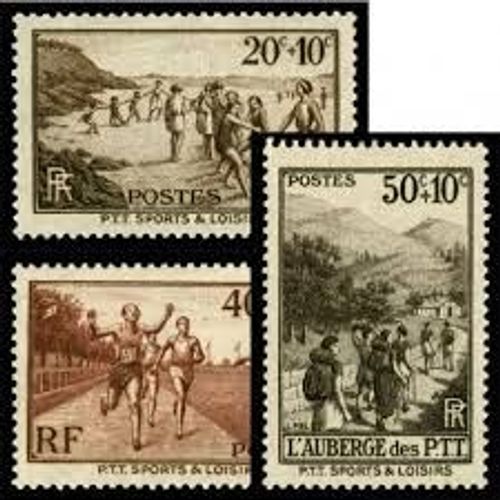 Sport : Au Profit Des Oeuvres Sociales Et Sportives Des P.T.T. Série Complète Année 1937 N° 345 346 347 Yvert Et Tellier Luxe