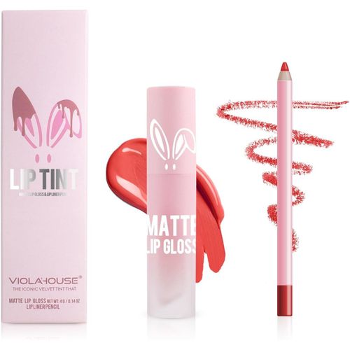 Rouge À Lèvres Liquide Mat,Combo Levre,Crayon A Levre+Rouge A Levre Mat Longue Tenue.#4(4g/0.14oz) 
