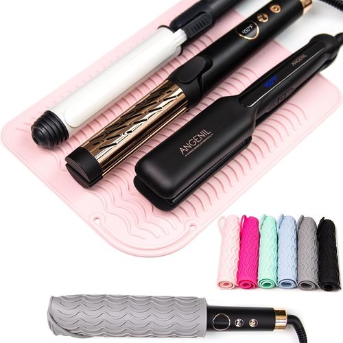 Grand Tapis Pochette Resistant A La Chaleur De Silicone Pour Boucleur A Cheveux,Lisseur Vapeur,Seche Cheveux,Fer A Boucler,Fer A Lisser,Brosse Chauffante Lissante De Voyage Professionnel