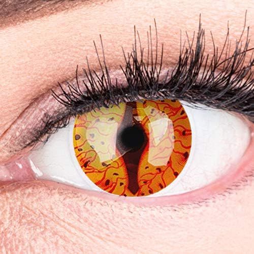 Lentilles Couleur Jaune Marron-Dragon. Pour Halloween,Shrovetide,Carnaval+Étuis À Lentilles De Contact I 1 Paire(2 Pièces) I Sans Correction I 0,00 Dioptries 