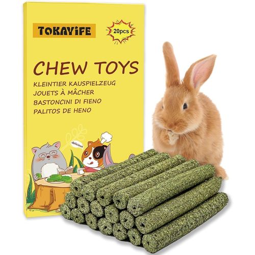 Lapin À Mâcher Jouets,Lot De Bâtonnets De Foin Naturel Timothy Pour Lapins,Chinchillas,Cochon D'indes,Hamsters(20 Unité(Lot De 1)) 