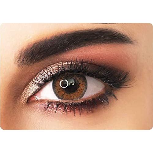-Lentilles De Contact De Couleur Sans Correction Crystal-Lentilles De Couleur Trimestrielles+Étui Personnalisé Gratuit-Lentille Couleur(Marron/Crystal) 