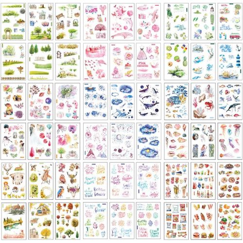 54 Feuilles Scrapbooking Autocollants Dans Différents Modèles Sea Animal Forme Deco Autocollant Fleurs Feuilles Autocollant Pour Scrapbook Calendrier Carnet De Notes Agenda Album Photo Diy Décoration