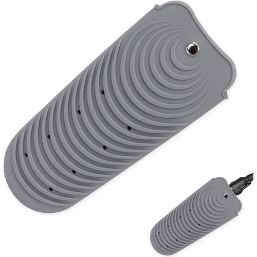 Housse De Tapis En Silicone Résistant À La Chaleur Pour Fer À Lisser-Antidérapant-Pour Friser Et Fer À Lisser-Portable-Pour Fer À Friser Et Fer À Lisser-Gris