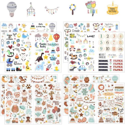 8 Pièces Stickers Bébé Scrapbooking,Autocollants Pour Bébé,Stickers Pour Album Photo Bébé,Pour Bébé Fille Et Garçon,Pour Cadeau,Naissance Bébé