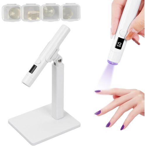 Mini Lampe Uv Ongles Gel Avec Support,Lampe À Ongles Led Rechargeable Sans Fil,Lampe Uv Portable Pour Ongles En Gel,Séchoir À Ongles Stylo Forme Pour Vernis Semi Permanent 