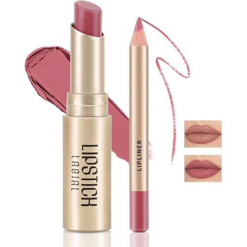2 Pièces Rouge À Lèvres Et Crayon À Lèvres,Crayon À Lèvres Matte Ultra-Longévité Rouge À Lèvres Crème Waterproof Lip Color 