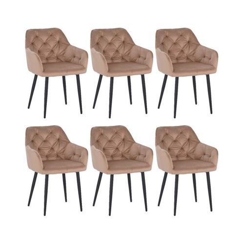 Lot De 6 Mario Fauteuil En Velours Capitonné Au Style Contemporain- Orange