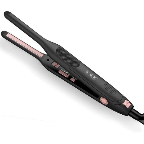 Mini Lisseur Cheveux Court,Petit Fer À Lisser Cheveux Court Titane 2 En 1,Aempérature Réglable 50¿-230¿,Pour Frange,Barbe Masculine,Arrêt Automatique,Double Tension(Noir)