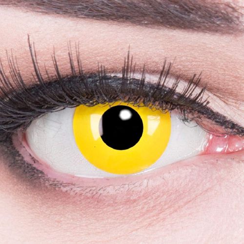 Lentilles Couleur Jaune-Yellow. Pour Halloween,Fantaisie,Carnaval+Étuis À Lentilles De Contact I 1 Paire(2 Pièces) I Sans Correction I 0,00 Dioptries