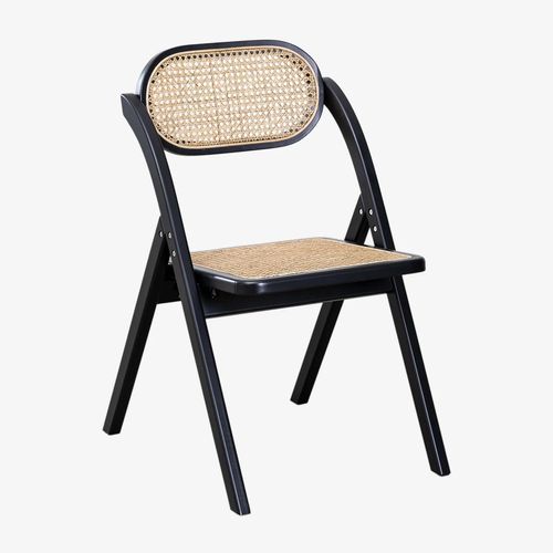 Lot De 4 Chaises De Salle À Manger Pliantes En Bois Sia Noir Uni