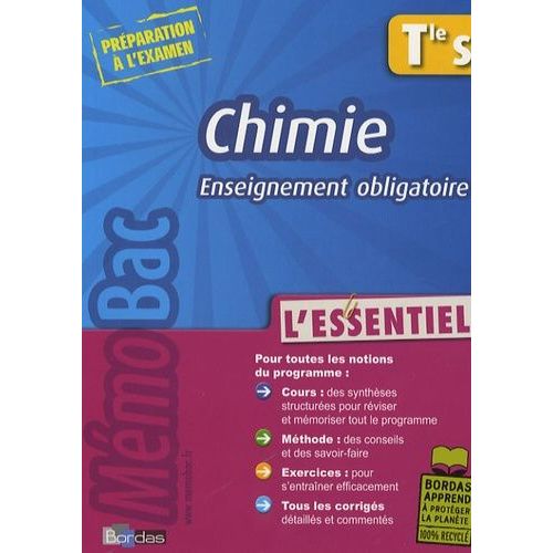 Chimie Tle S Enseignement Obligatoire - L'essentiel
