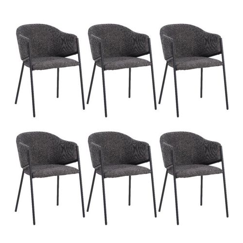 Lot De 6 Cuicy Chaise De Salle À Manger Monochromatique Luxueuse Au Design Moderne- Gris