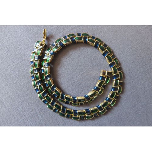 Vintage Collier Raz Du Cou Vert Et Bleu