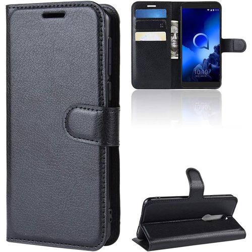Etui Pour Alcatel 1x 2019 Housse De Protection Anti-Choc Avec Crédit Carte Fente Etui En Cuir Pu + Intérieur En Silicone Tpu Case Wallet Coque Pour Alcatel 1x 2019 Smartphone?Noir