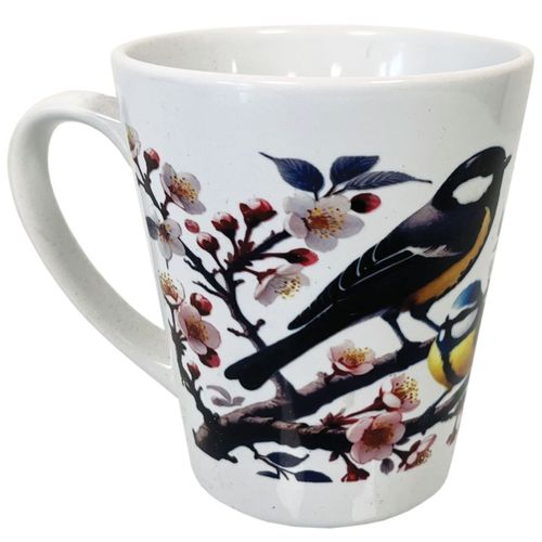 Mug Conique Mésanges Et Fleurs De Cerisier 350 Ml