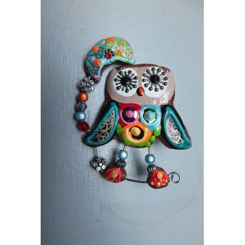Broche Artisanale Forme Chouette Ou Hibou