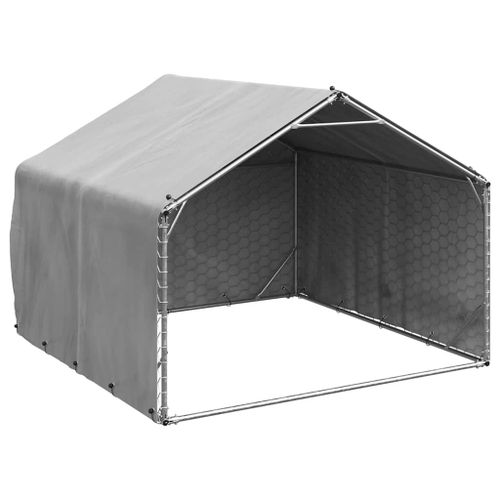 Vidaxl Chenil D'extérieur Pour Chiens Housse 2x2x1,5 M Acier Galvanisé