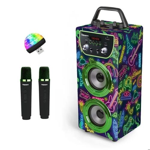 Enceinte Karaoke 2 Micro Sans Fil | Karaoké Bluetooth|Trendix - Karaoke Enfant Neon World|