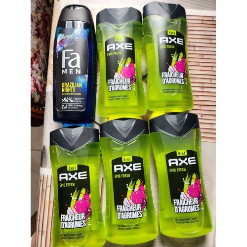 Lots De 5 Gel Douche 5 En 1 Axe, Don 1 Gratuit 
