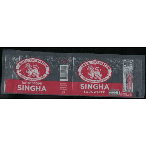 Thaïlande Etiquette Eau Pétillante Singha Soda Water 325 Ml