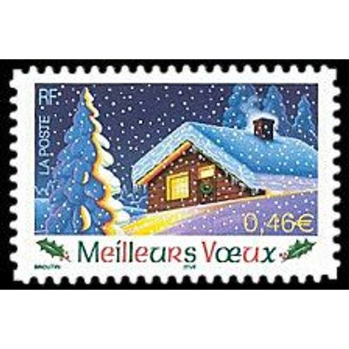 Meillleurs Voeux : Chalet Sous La Neige Année 2002 Autoadhésif N° 3534 Ou 24 Yvert Et Tellier Luxe